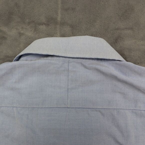 Paul Fredrick Shirt Mens 15.5 32 Blue Oxford Non Iron Two Ply Pinpoint Long Slv - Picture 15 of 16